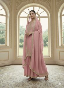 ชุดงานเลี้ยงผ้าไหมชีนอนคุณภาพสูง รุ่น PD1046 พร้อมงานปักเลื่อมขนาด 5 มม. ทั้งเสื้อและกางเกงพลัสโซ่ รวมถึงผ้าคลุมไหล่แบบคัตเวิร์คประดับมุกและหมุด - Product Image 2