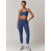 Ensemble de yoga pour femme : Soutien-gorge de sport anti-vibration, Legging taille haute, Panneaux stratégiques, Dos ouvert, Nylon Spandex, Alternative Coolmax