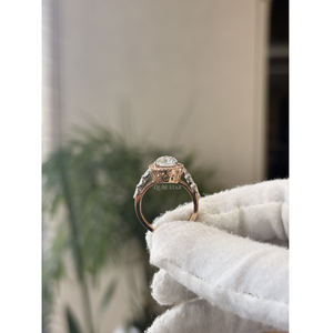 Anillo de compromiso vintage de lujo con doble halo de diamantes cultivados en laboratorio, 2.18CT VVS VS EF, oro macizo, regalo de boda para ella - Product Image 5