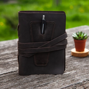 Diario de Cuero Personalizado Hecho a Mano, Grabado con Nombre, Cuaderno Recargable con Portaplumas, Logotipo Personalizado, Regalo Empresarial, 8x6 Pulgadas - Product Image 6