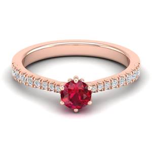 Anillo de Compromiso REYES Hecho a Medida en Oro Sólido de 14K con Diamante Certificado IGI, Corte Redondo, Gema de Rubí de 0.5 Quilates, Joyería Preciosa - Product Image 5