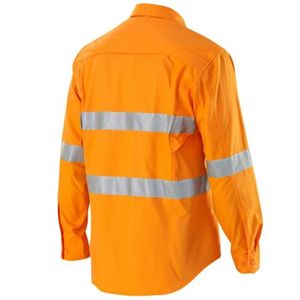 EN20471 ANSI Class 3 Men Construction Industrial Safety Reflective Workwear Shirts Long Sleeve <b>Hi</b> <b>Vis</b> Cotton Works Shirts - Product Image 2