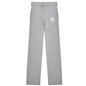Pantalon de jogging en maille gris chiné à rayures latérales unisexe, en tricot doux, taille élastique, décontracté, streetwear, idéal pour l'hiver et la détente - Product Image 1