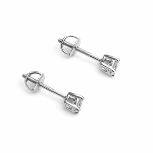 Brilliant Cut Natural Diamond Solitaire <b>Stud</b> <b>Earrings</b> Womens 0.20 Cttw 925 Sterling <b>Silver</b> Rhodium Plated Prong Set 2.5mm Trendy - Product Image 1