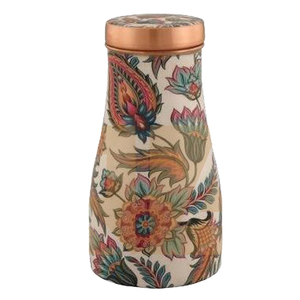 Handmade Meena Print Copper <b>Water</b> Bottle Jar Traditional Pure Copper <b>Water</b> Storage <b>Container</b> For Healthy Hydration - Product Image 1