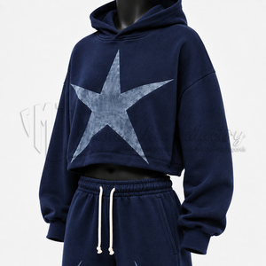 <b>Women</b>’s Custom Oversized Star Print Hoodie <b>Tracksuit</b> Set Wide Leg Sweatpants Streetwear Casual Two Piece Jogger Set - Product Image 6