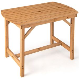 Tavolo da Pranzo da Esterno in Legno di Abete con Foro per Ombrellone per Giardino, Fattoria, Campeggio - Product Image 5