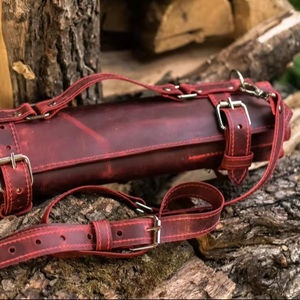 Professional Kitchen <b>Tool</b> Bag Cutlery Knife Case Chef <b>Leather</b> Factory Custom Chef <b>Tool</b> Carry <b>Leather</b> Knife <b>Roll</b> Bag LKR-0286 - Product Image 1