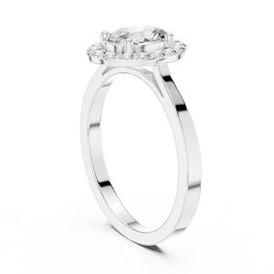 Purecarat Elegante y Lujoso Oro Amarillo Oval Diamante Halo Anillos de Compromiso - Product Image 4