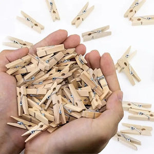 Custom Printed Large <b>Spring</b> Bamboo Clothes Pegs Wide Wooden Multifunctional Bathroom Single Tier-Pack of 50 - Product Image 6