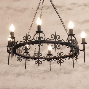 Newest <b>Vintage</b> Iron Circular Chandelier Lighting Decorations <b>Ceiling</b> Fixture With Candle Style <b>Lights</b> - Product Image 1