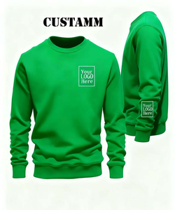 Men's Custom Logo Crewneck Sweatshirt Regular Fit 100% Cotton French Terry Fleece Breathable Pullover Spring Casual 370g Knitted - Product Image 2