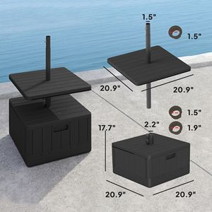 3-en-1 robuste, capacité de 175 lb. Plateau de base de parasol d'extérieur multifonctionnel avec bac de drainage intégré pour plantes et table basse - Product Image 3