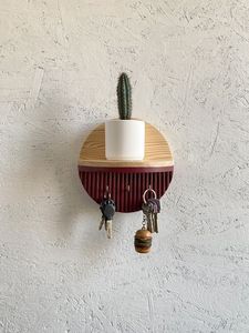Premium Solid Wood Wall Mounted <b>Key</b> Holder Organizer with 6 Hooks for Home Entryway Decor - Product Image 5