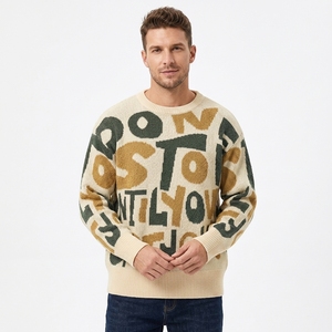 Pull décontracté pour homme, style streetwear américain, col rond, tricoté, coupe ample, manches longues, automne-hiver, 100 % coton - Product Image 3