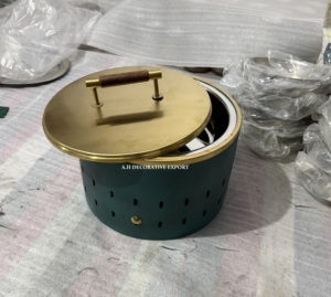 Nordic Style Matte Green <b>Buffet</b> Chafing Dish Decorative Brass Finish Food Warmer Elegant Event Catering <b>Server</b> for Weddings - Product Image 4