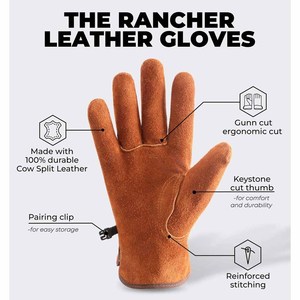 Top Quality Cowhide Split Leather <b>Driver</b> <b>Gloves</b> Soft & Comfortable Heavy Duty Abrasion Resistant Constriction Gardening <b>Gloves</b> - Product Image 5