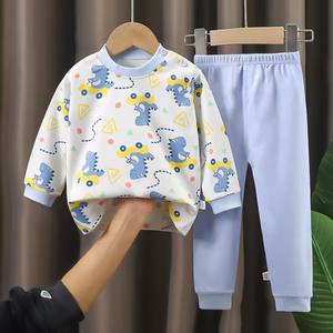 Ensemble de survêtement de printemps pour filles et enfants en gros |   Sweat-shirt à col rond et pantalon à motif de dessin animé, couleurs personnalisées, haute qualité, décontracté - Product Image 1