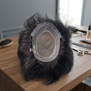 แฮร์พีชผมแท้ 100% แบบ Remy ผมอินเดีย  พร้อมฐานลูกไม้และ PU สำหรับผู้ชายผมบาง  น้ำหนัก 40-80 กรัม ขนาด 38 มม. - Product Image 4