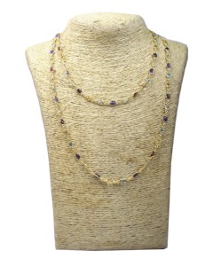 Brass 18K Gold Plated Multi Gemstone Beach Wedding Trendy Necklace Handmade Colorful <b>Rope</b> <b>Chain</b> Jewelry for Women - Product Image 4