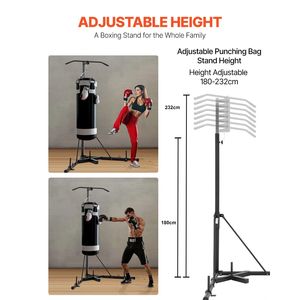 Soporte de Acero Reforzado 2 en 1 para Saco de Boxeo con Altura Ajustable y Barra de Dominadas, Equipo de Entrenamiento de Boxeo y Artes Marciales - Product Image 3