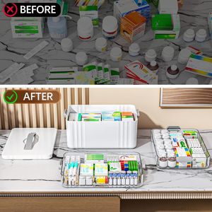 Organizzatore Portatile per Medicinali a 3 Livelli con Manico in Plastica, Contenitore Vuoto Multiuso per Pillole e Pronto Soccorso - Product Image 4