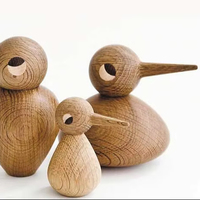 Figurines d'oiseaux en bois faites à la main ensemble de 3 sculptures d'animaux décoratifs ornements d'oiseaux en bois rustiques pièce maîtresse en bois minimaliste
