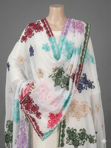 Longue écharpe hijab africaine en viscose pour femme, broderie florale, strass, légère, foulard musulman, vente en gros - Product Image 3