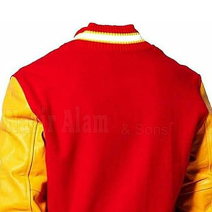 Blouson universitaire respirant pour homme en cuir véritable avec manches en tricot et corps en laine, personnalisable, style streetwear décontracté - Product Image 4