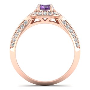REYES Best Selling Classic Design 14K Solid Gold Moissanite Engagement Solitaire Rings For Women Amethyst Gemstone Jewelry - Product Image 4