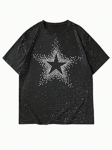 Camiseta Personalizada con Pedrería de Estrellas para Hombre, Ropa Urbana de Lujo, Camiseta con Gráficos de Cristal, Fabricante OEM - Product Image 6