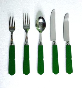 Ensemble de couverts en acier inoxydable avec manche en résine verte, finition miroir, durable, fourchette, cuillère, couteau pour mariage, vaisselle, outils de table - Product Image 1