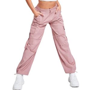 Otoño 2025, pantalones Cargo con bolsillos para mujer, pantalones holgados con cordón para mujer, ropa de calle, Pantalones rectos holgados informales Vintage - Product Image 5