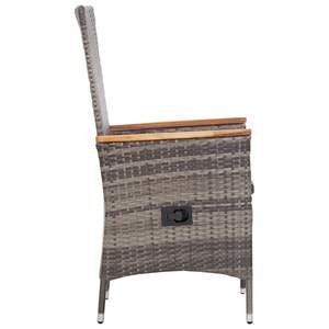 Ensemble de 2 chaises de jardin en rotin PE gris, fauteuils réglables en hauteur standard - Product Image 6