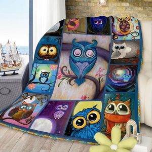 Moon Owl Cute Night Owl Flannel Fleece Blanket Cozy Fuzzy Warm Plush Throw for Owl Lovers Soft Coral Flannel Blanket - Product Image 2