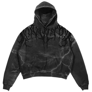 Vente en gros de sweats à capuche pour hommes en coton 100% 450 g/m², coupe classique, broderie délavée, épais, lourd, respirant, séchage rapide, style hip-hop - Product Image 6