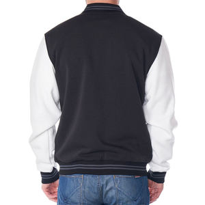 Chaqueta de Béisbol Varsity Clásica Premium para Hombre, Negra y Blanca, de Alta Calidad, con Cierre de Botones a Presión y Ribetes Acanalados a Rayas - Product Image 6
