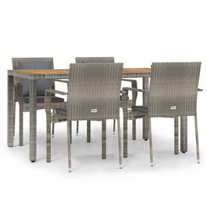 Dark <b>Grey</b> Rattan Garden Dining Set 4 Seater Weather Resistant Outdoor Furniture Contemporary Design Metal <b>Frame</b> - Product Image 2