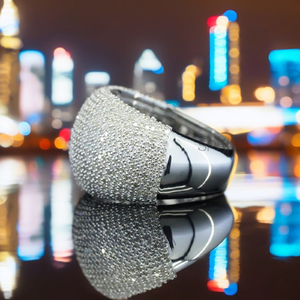 Bague de luxe pour homme SPARKVISTA en or massif 14 carats, style hip-hop, bague entièrement sertie de moissanite brillante, forme géométrique - Product Image 1