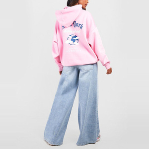 Sweat-shirt à capuche oversize pour femme, brodé sur le devant, à épaules tombantes, en tissu tissé, décontracté, streetwear, hiver, quotidien - Product Image 3