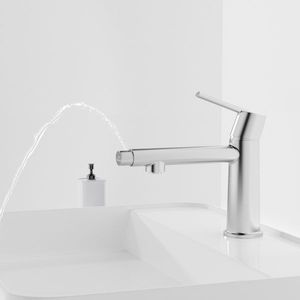 Rubinetto da Bagno Cromato Monocomando da Appoggio 1-3 Fori con Modalità Getto a Cascata e Doppia Funzione per Lavabo e Lavanderia - Product Image 6