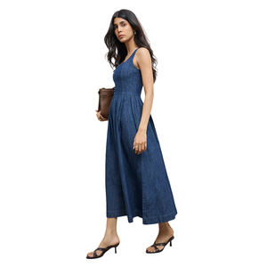 Robe midi en jean pour femme, décontractée, en coton, pour tous les jours, fabricant OEM ODM - Product Image 2