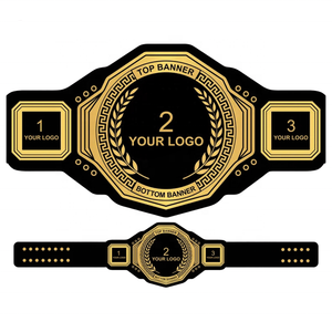 Ceinture de championnat de lutte personnalisée noire avec plaque dorée et espace pour logo, personnalisable avec votre nom - Product Image 4
