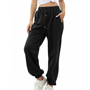 Pantalon de jogging en molleton de coton pour femme, taille mi-haute, chaud et décontracté, idéal pour la gym, vente en gros - Product Image 3