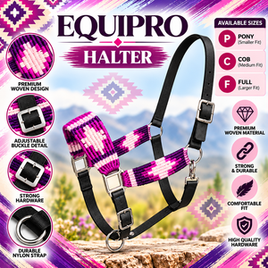 สายจูงม้าแบบเชือกประดับลูกปัดสีชมพู EQUIPRO พร้อมสายรัดศีรษะแบบปรับได้ ทำจากไนลอน ขนาดใหญ่ สไตล์ตะวันตก - Product Image 2