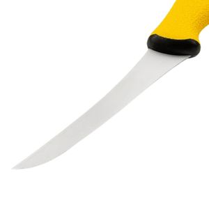Couteaux à désosser jaunes vifs avec lame argentée fine et pointue, manche texturé et protège-lame noir pour les tâches de découpe de boucher - Product Image 2