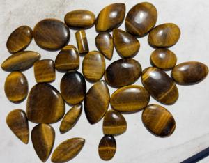 Pierres précieuses œil de tigre, formes variées, polies, marron, effet œil de chat, pour la création de bijoux - Product Image 5