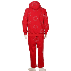 Men's <b>Light</b> Hooded Rhinestone Tracksuit Set With <b>Snowflake</b> Embroidery Full Length Casual Winter Wear Zipper Closure - Product Image 4