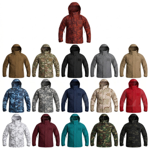 Trendy Fashionable Waterproof Camouflage Hooded Jacket Windproof Outdoor Workwear Lightweight Full Zip <b>Coat</b> with Adjustable Hood - Product Image 1