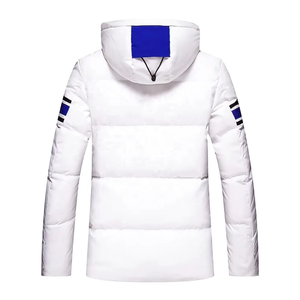 Veste matelassée à capuche pour homme avec logo personnalisé, blanche, imperméable, décontractée, pour l'hiver, avec doublure en polaire polyester, fermeture éclair - Product Image 3